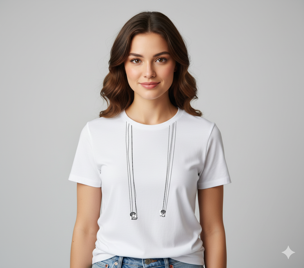Minimal Necklace Print Graphic T-Shirt